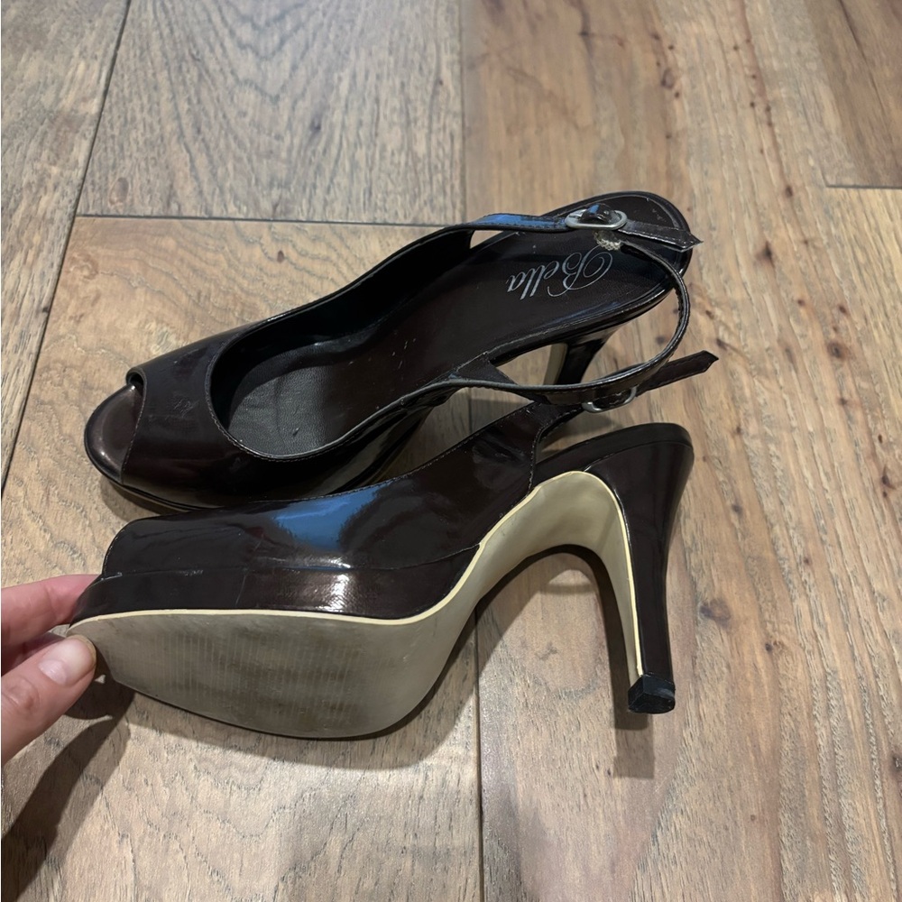 Dark brown Peep Toe Slingback Heels